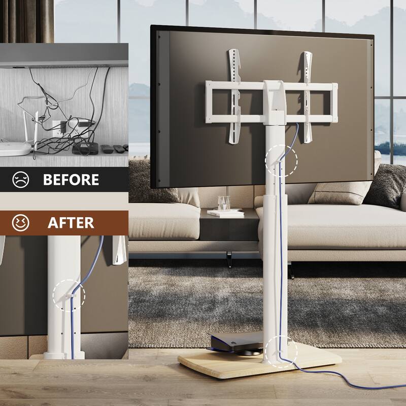 FITUEYES Sturdy Wood Base Floor Stand TV Mount for 32-70 inch TVs