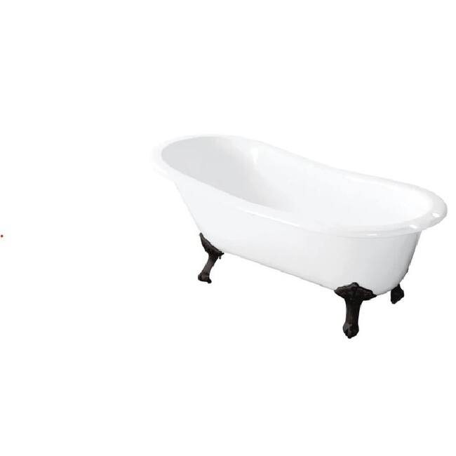 Kingston Brass Tazatina 57" Clawfoot Cast Iron Soaking Tub with - White / Matte Black