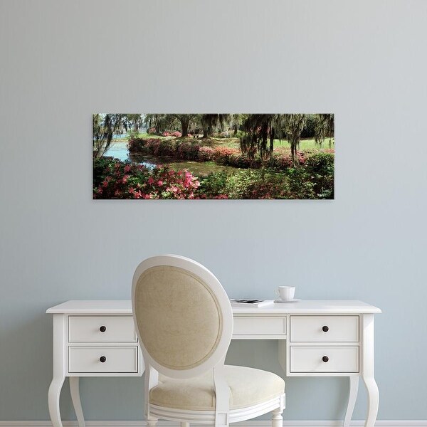 Easy Art Prints Panoramic Image 'Azaleas and willow trees in park, Charleston, Charleston, South Carolina' Canvas Art