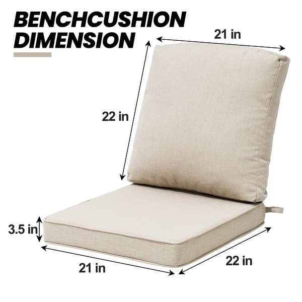 dimension image slide 8 of 14, 21 W x 22 D in. Deep Seat Outdoor Cushion Set by Crestlive Products