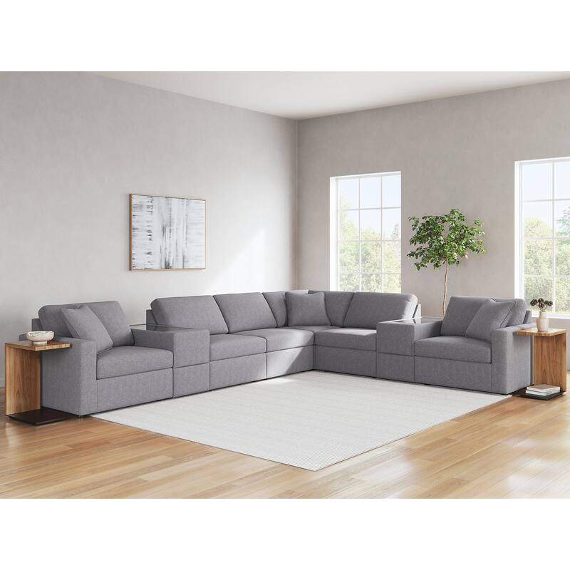 Signature Design by Ashley Modmax 8-Piece Sectional with Storage Consoles - 156" W x 124" D x 36" H - Grey