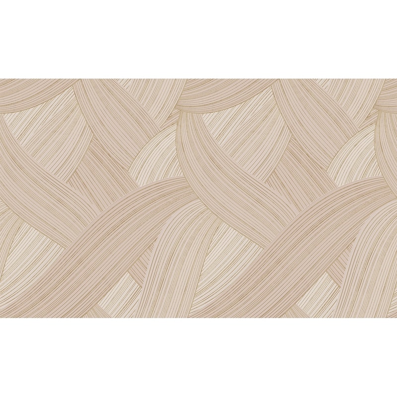 Galerie Wallcoverings Italian Design Collection Unito Geometric Lines Vinyl on Non-woven Metallic Wallpaper Roll Double Width - 33-feet long x 42-inches wide - Brown/Beige