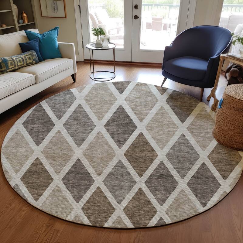 Machine Washable Indoor/ Outdoor Chantille Diamond Prism Rug
