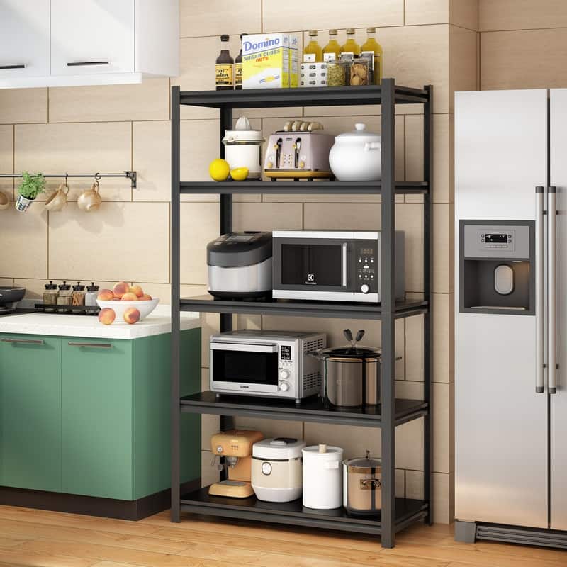5-Tier Black Adjustable Metal Shelving Unit Heavy Duty Garage Storage