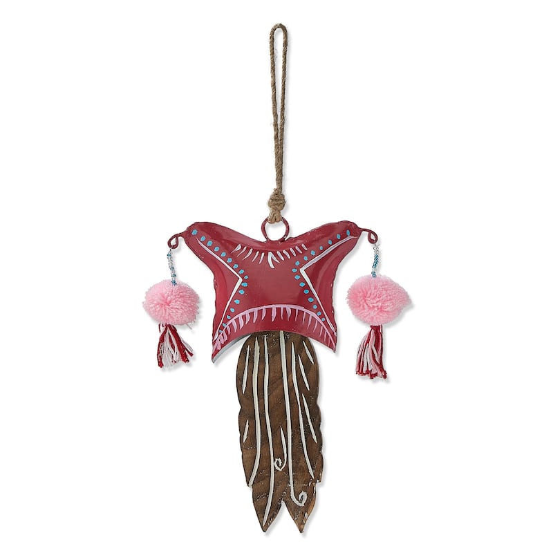 Gnomie Hannah Bell Decorative Holiday Bell Multicolor Iron 7in H x 4in L x 4in W Perfect for Christmas Decor