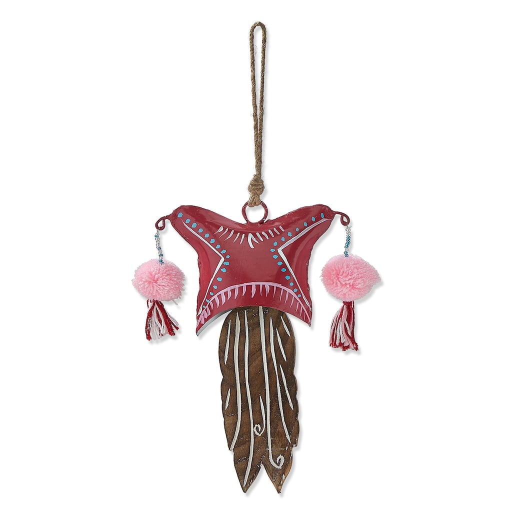 Gnomie Hannah Bell Decorative Holiday Bell Multicolor Iron 7in H x 4in L x 4in W Perfect for Christmas Decor