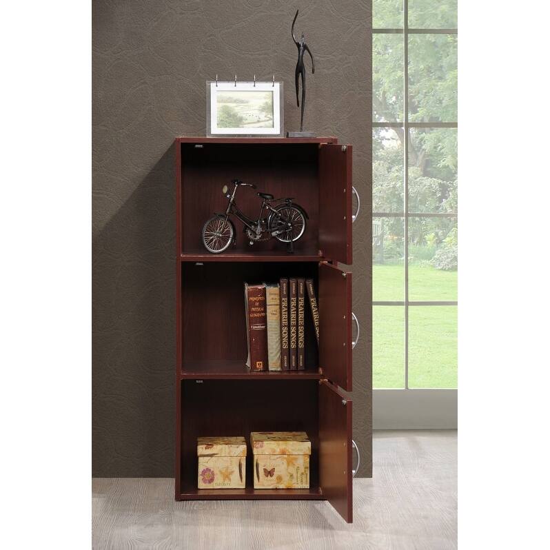 Hodedah 3-Shelf, 3-Door Bookcase