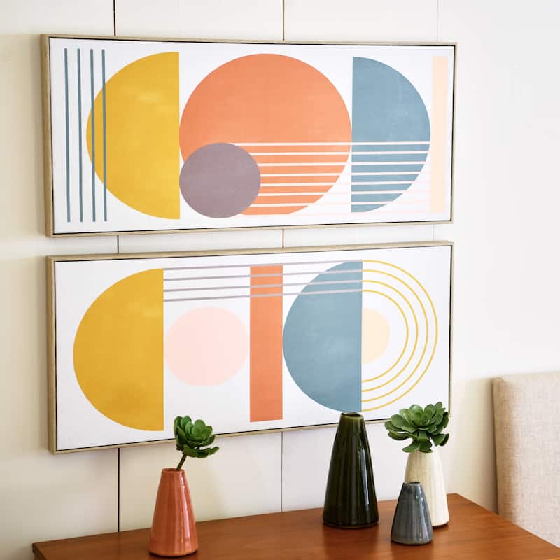 Modern Abstract Canvas in Blonde Finish Frame