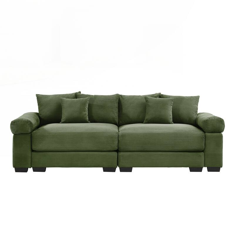 Oversized Cloud Modular Sectional Couch,Corduroy Fabric Extra-Wide Armrests Throw Pillows