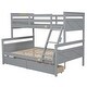 preview thumbnail 9 of 12, Gray Twin over Full Size Pine Wood Bunk Bed with Ladder, Two Storage Drawers, Safety Guardrail
