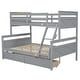 preview thumbnail 9 of 18, Twin over Full Bunk Bed with Ladder, Safety Guardrails, 2-Storage Drawers, Convertible into Two Beds for Bedroom, Grey