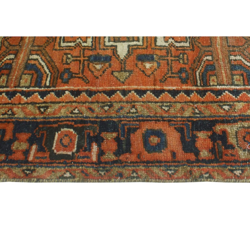 Fine Vintage Distressed Farid Al Orange/Navy Runner - 3'2" x 11'0"