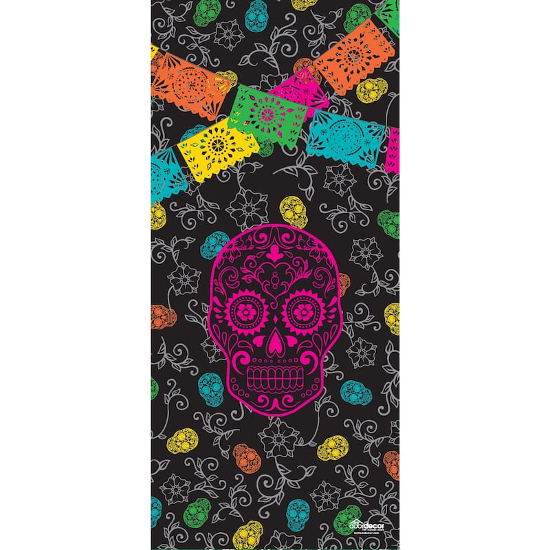 36"x80" Black Pink Day of the dead Halloween Banner Mural Sign Decor