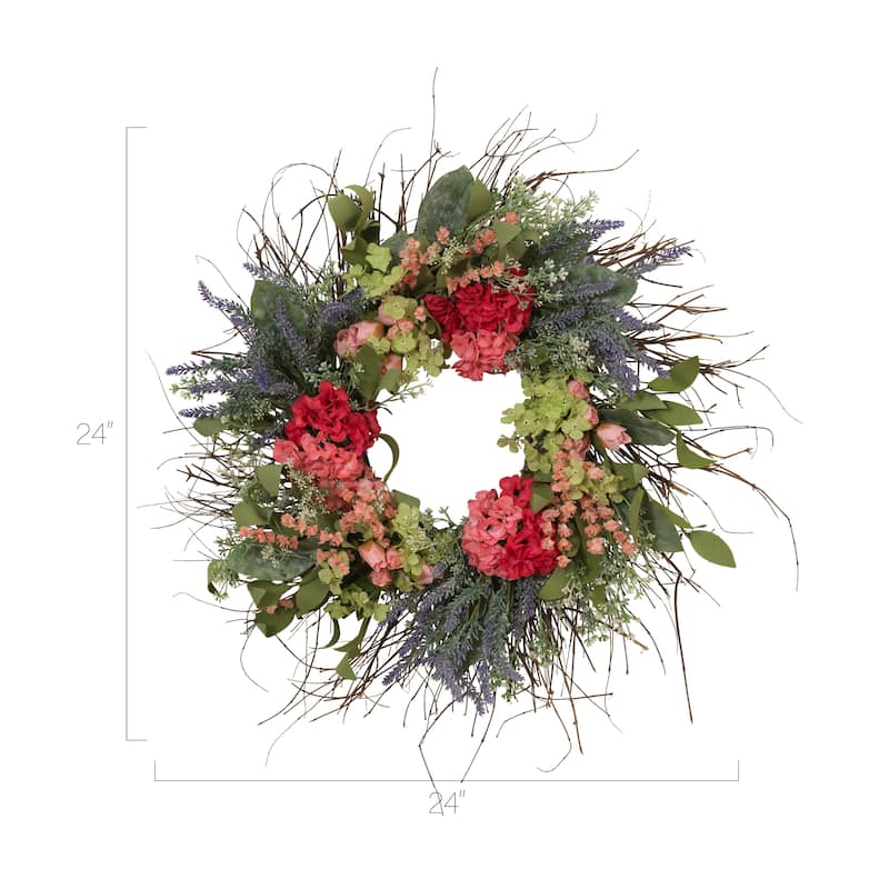 24 in. Natural Mixed Flower Wreath