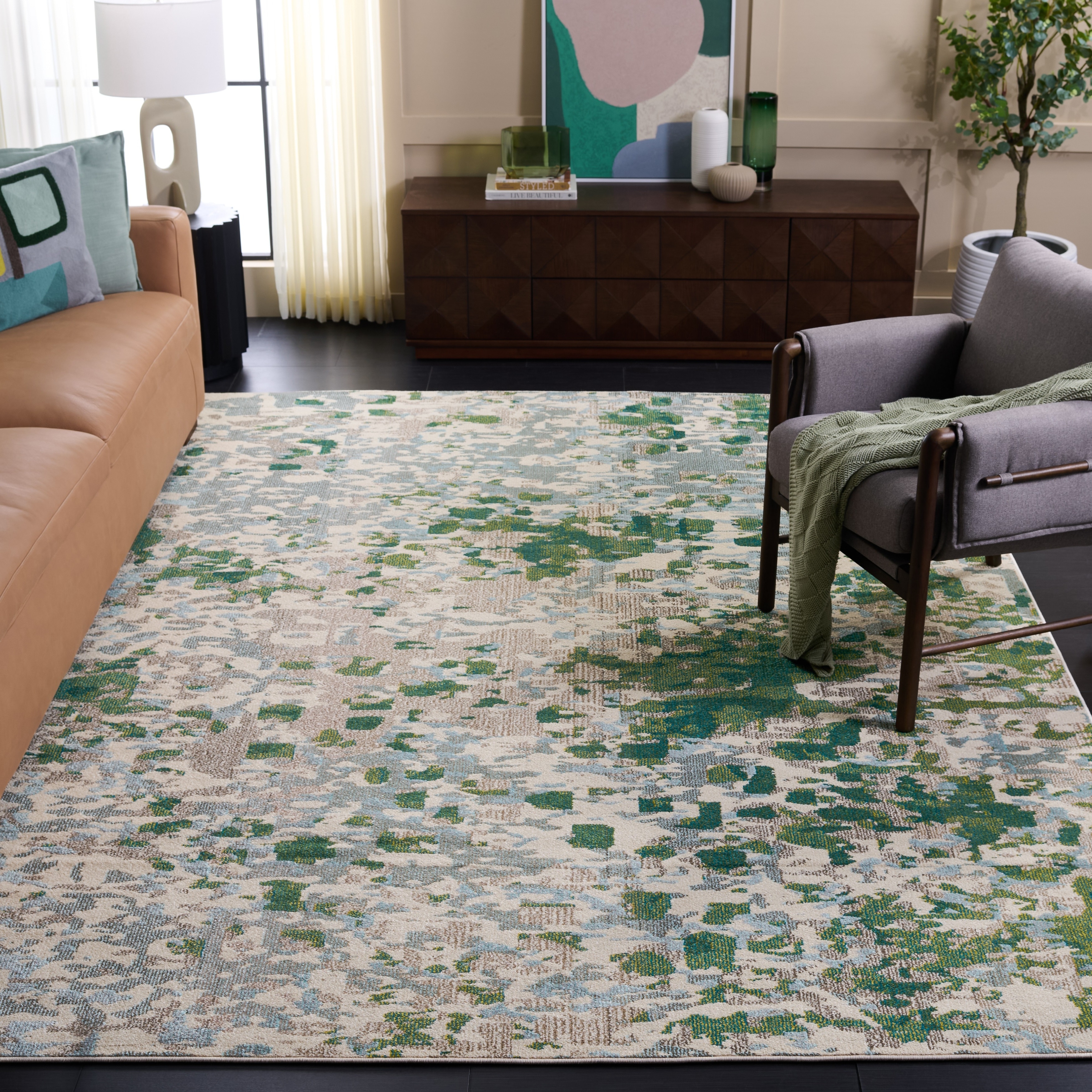 SAFAVIEH Monaco Panna Boho Abstract Modern Watercolor Area Rug