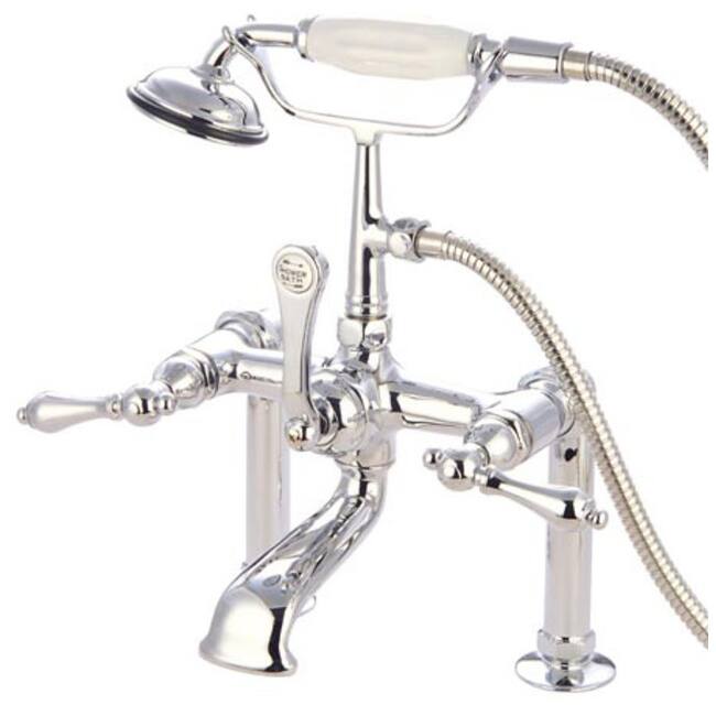 Elements Of Design Triple Handle Deck Mounted Clawfoot Tub Filler with - Chrome