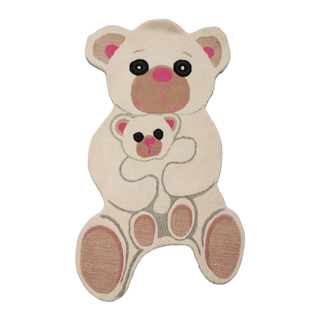 3'x5' Ivory Hand-Tufted Wool Rug Highlighting a Contemporary Bear - 3' x 5'