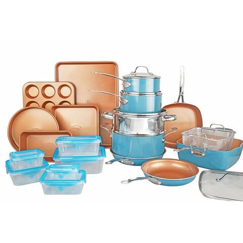 32 Piece Cookware Set, Bakeware and Food Storage Set, Nonstick Pots and Pans