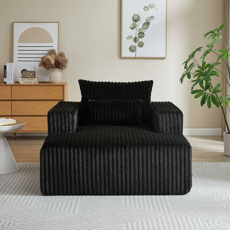 Fluffy 62.5-Inch Corduroy Lounge Chair, Modern Sleeper Sofa for Living Room or Bedroom - Ready to Use, No Assembly