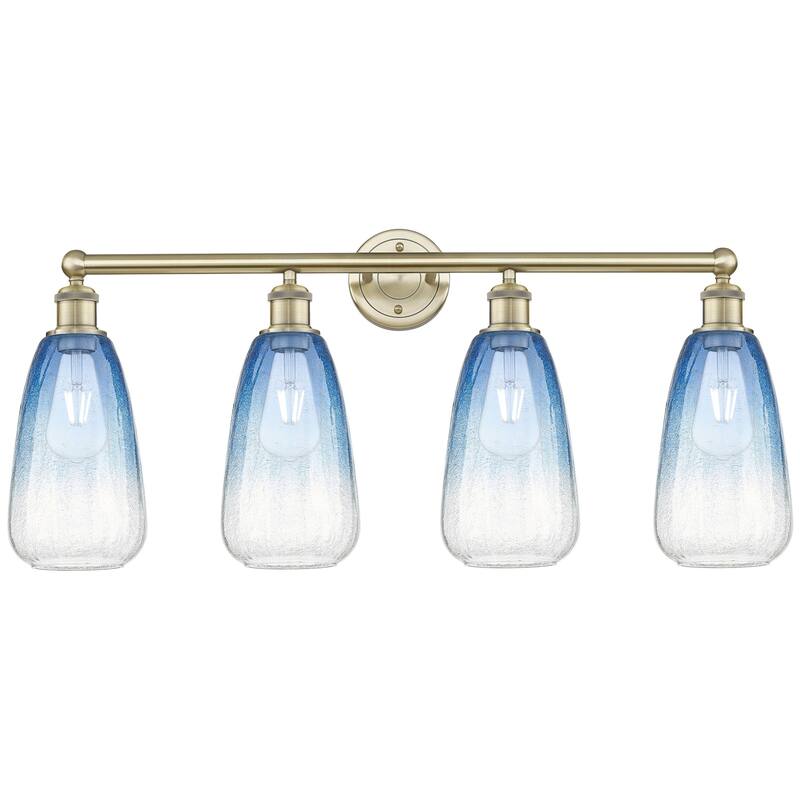 Innovations Lighting 616-4W-16-33 Brookhaven Almond Vanity Brookhaven - Antique Brass / Sapphire Blue