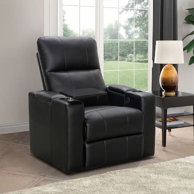 Abbyson Rider Theater Power Recliner with USB Ports and Cupholders