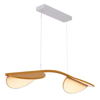 2-Light Satin Brass Aluminum LED Pendant With White Acrylic Diffusers