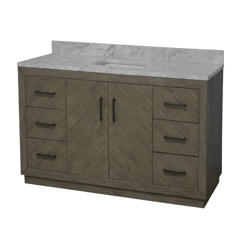 KitchenBathCollection Peyton 60" Single Bathroom Vanity with Carrara Marble Top