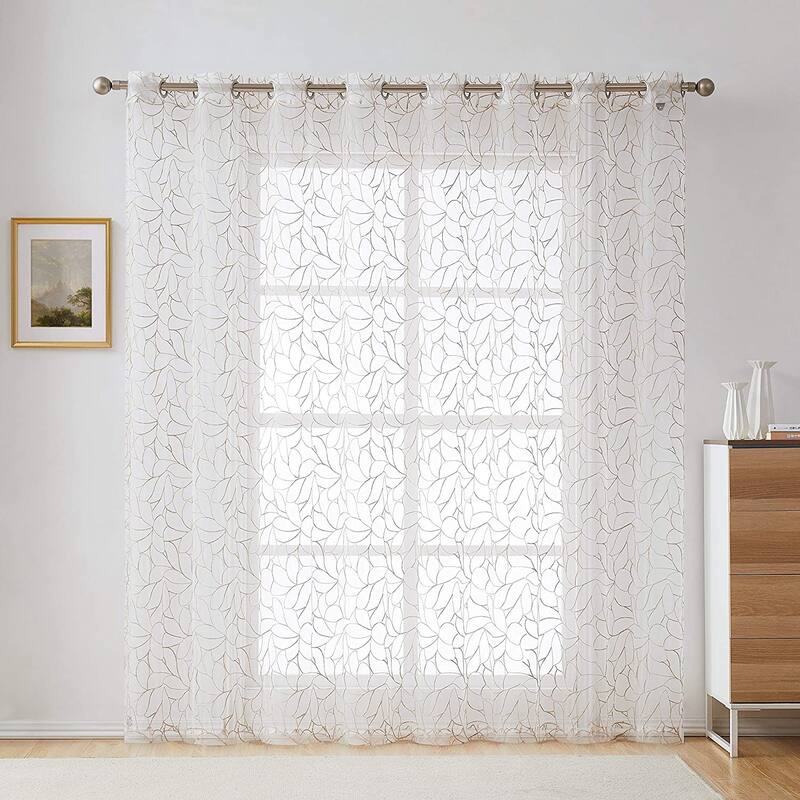 Olivia Embroidered Voile Sheer Grommet Curtain Panels for Any Room