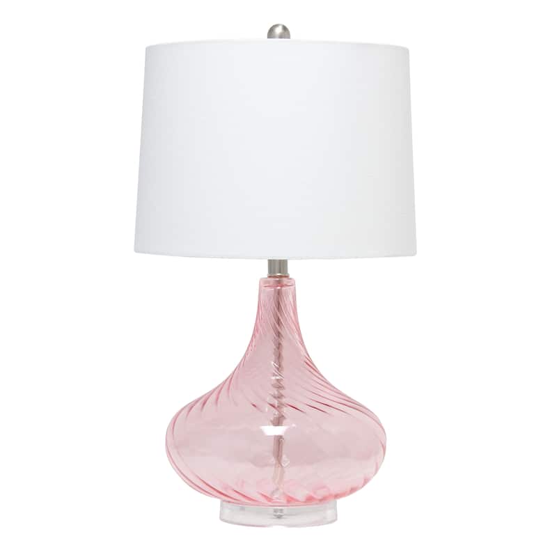 24" Classix Contemporary Wavy Colored Glass Table Lamp - Pink