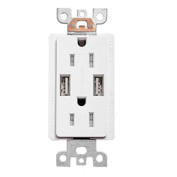 NEW 12-Pack of 15 Amp Outlet Receptacle Wall Plate with Dual USB Charger Port