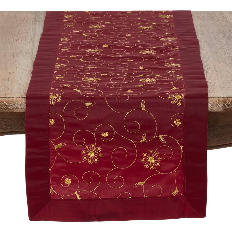 Embroidered Table Runner With Sequined Design