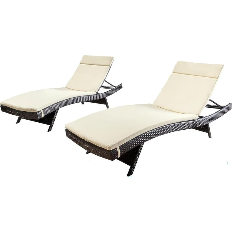 Roomfitters Chaise Lounge Cushion Set, Without Chaise Lounge, Water-Resistant Fabric with Secure Ties (Set of 2)