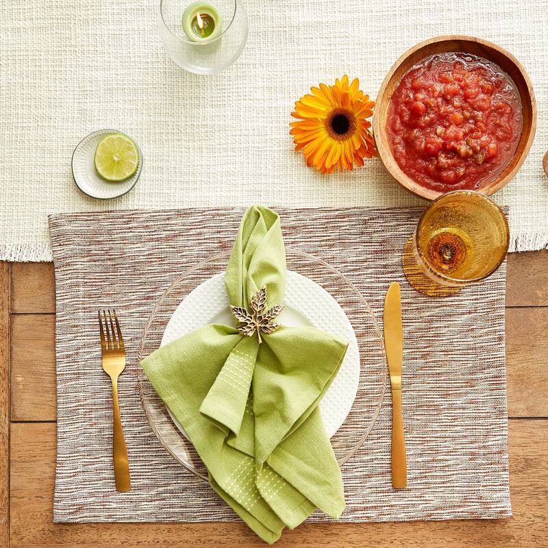 Light Grey And Off-White Tonal Recycled Cotton Slubby Rib Placemat (Set of 6) 13x19