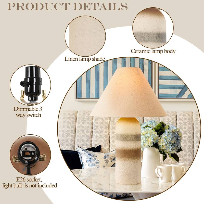 Ceramic Table Lamp with Drum Linen Shade