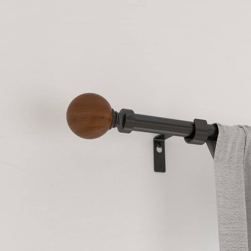 Acroma Adjustable Single Curtain Rod with Globe Ball Finial