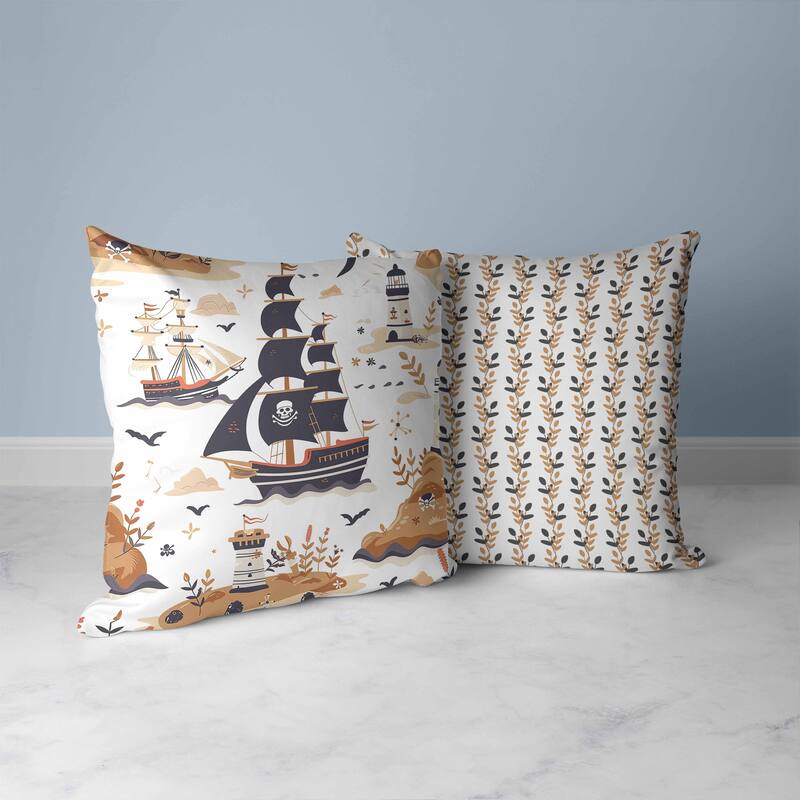 Treasure Island Faux Suede Reversible Throw Pillow Black and Orange