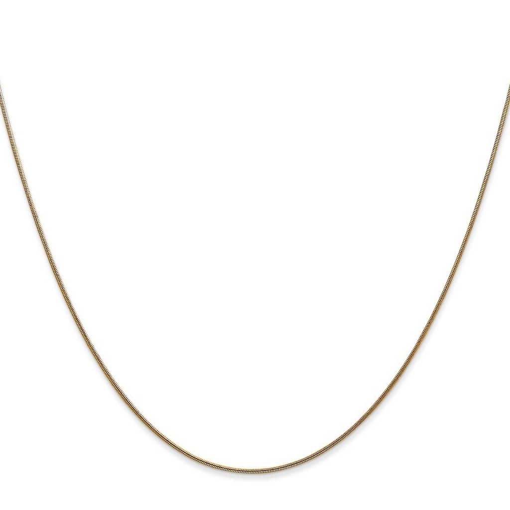 Curata 14k Yellow Gold Solid 0.8mm Round Snake Chain Necklace (Lobster) Options: 16 18 20 24