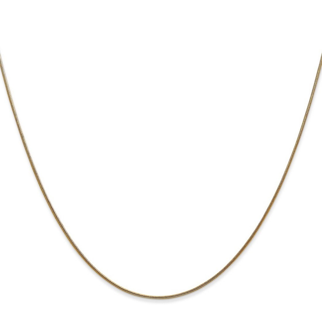 Curata 14k Yellow Gold Solid 0.8mm Round Snake Chain Necklace