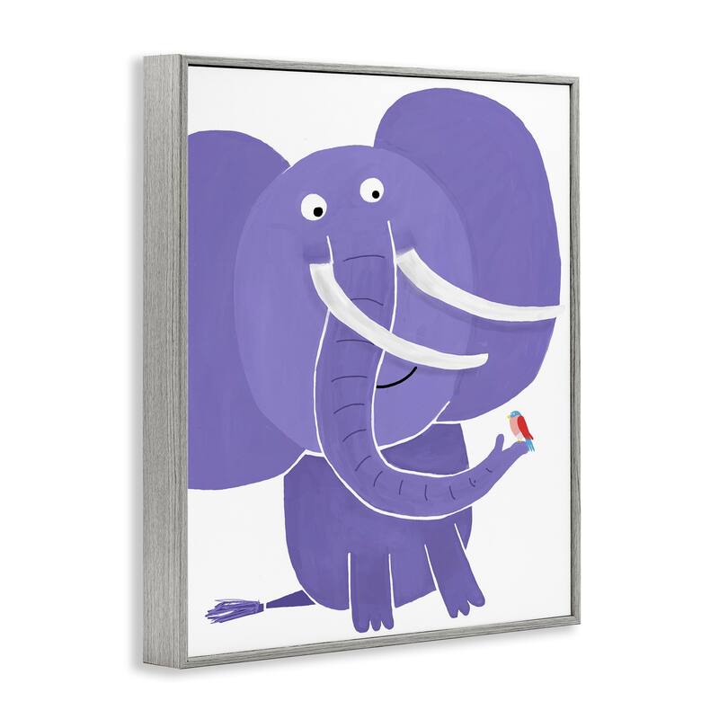 Stupell Elephant & Bird Friends Framed Giclee Art Design By Carla Daly