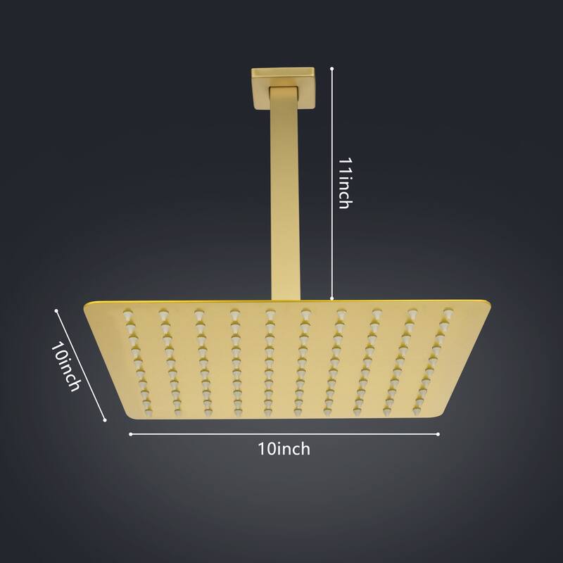 10" Square High Pressure Rain Shower Head,304 Stainless Steel Rain Shower Head