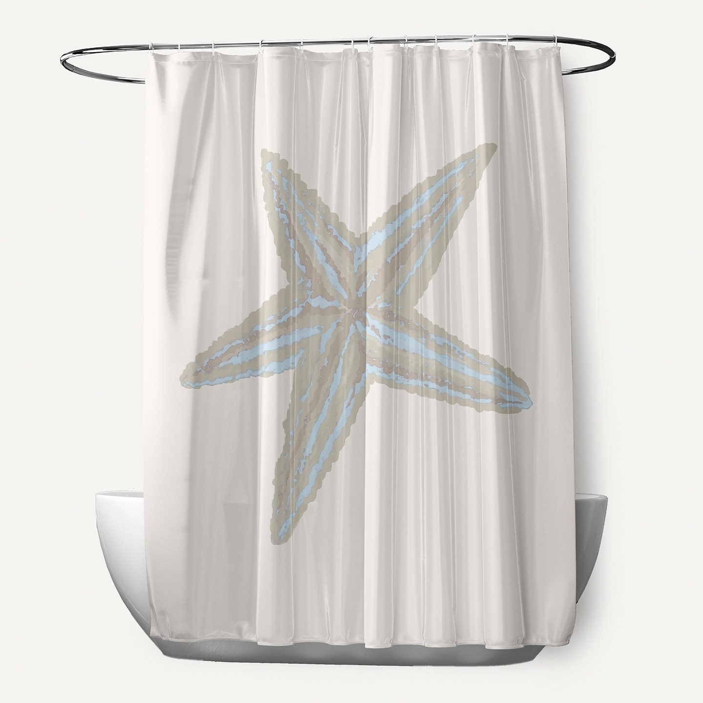 Coastal Starfish Print Shower Curtain
