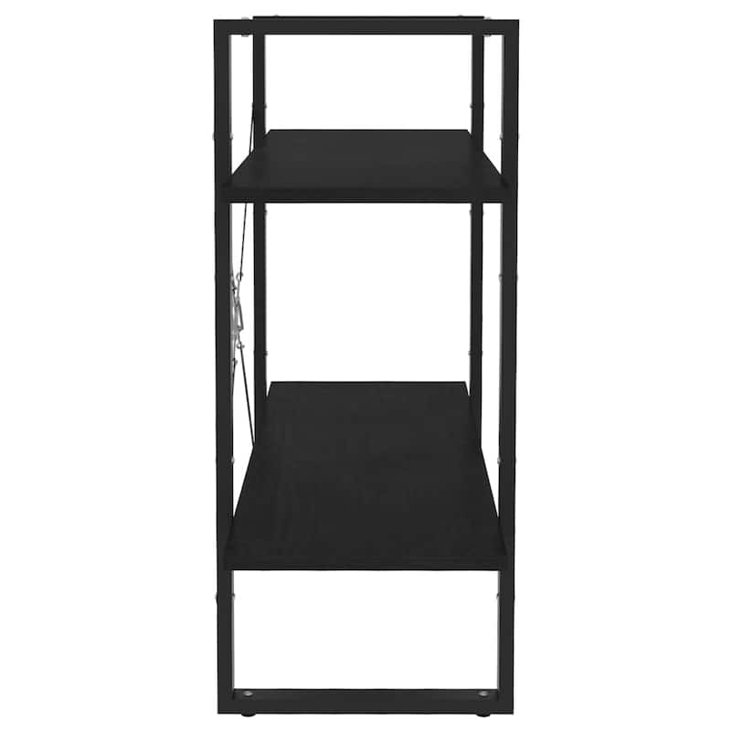 vidaXL 4-Tier Book Cabinet Black 31.5"x11.8"x55.1" Solid Pine Wood