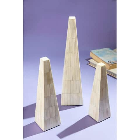 GAURI KOHLI Nanke Bone Decorative Obelisk Sculptures (Set of 3)
