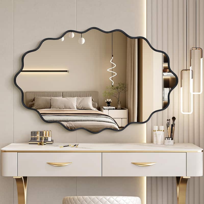 Oval Aluminum Alloy Framed Irregular Wall Mirror
