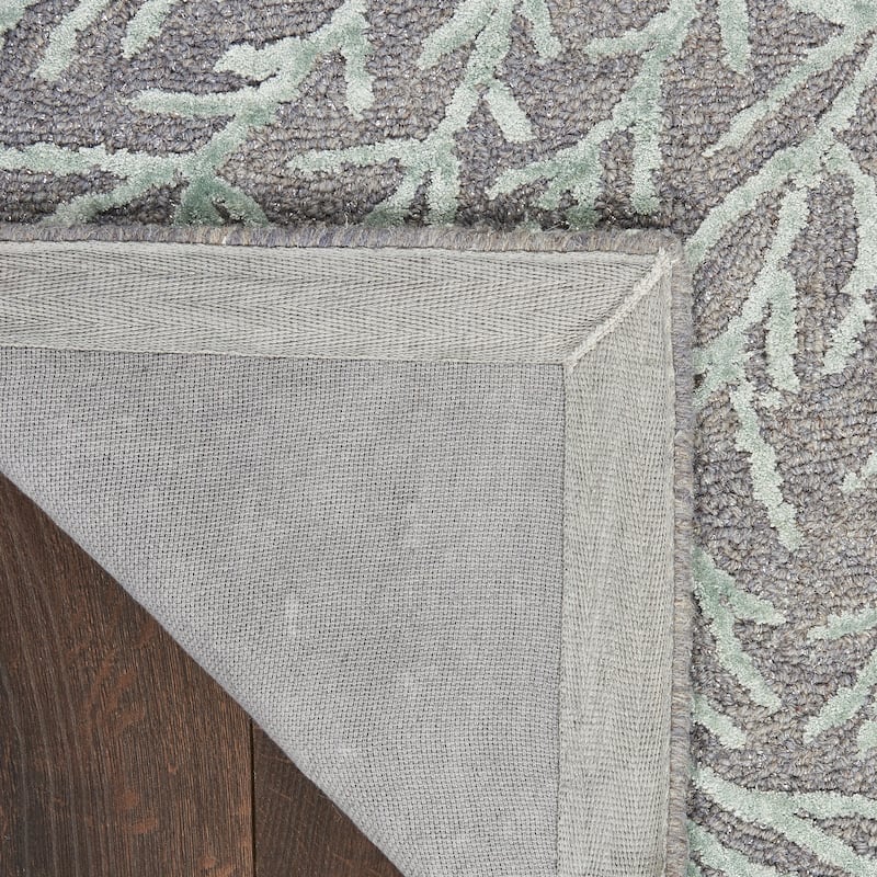 Michael Amini Star Contemporary Textured Botanical Abstract Glam Area Rug