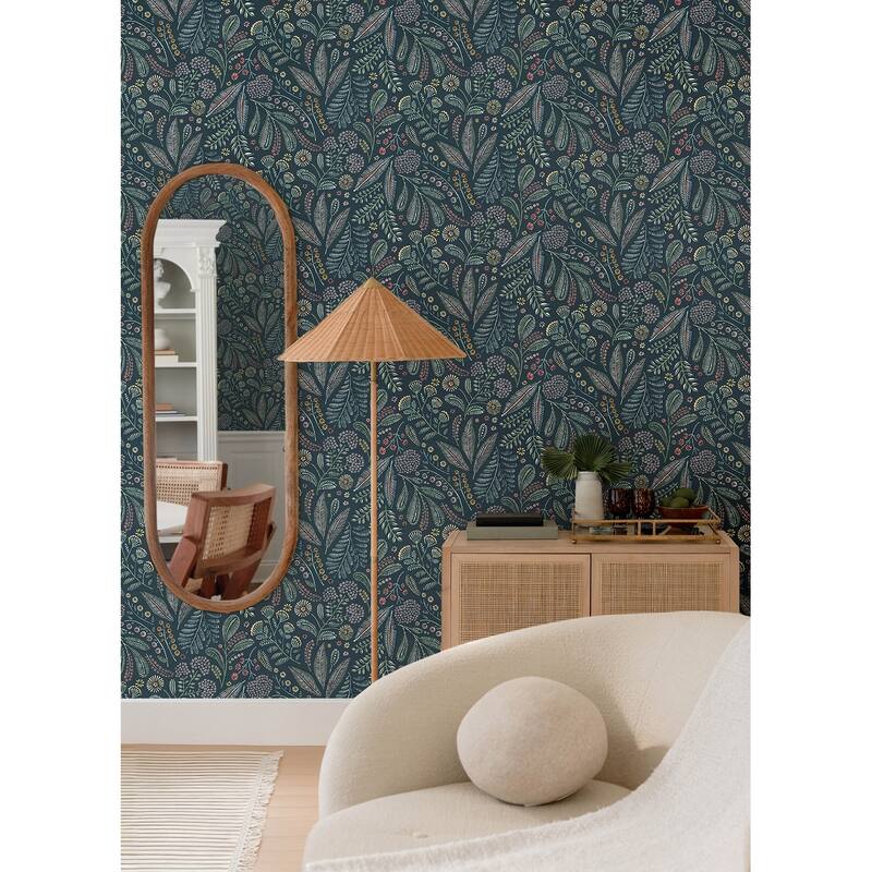 A-Street Prints Briar Teal Floral Wallpaper