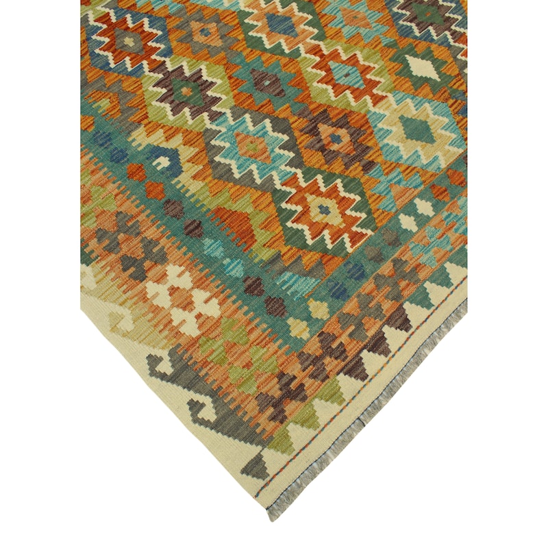 Flatweave Wanda Rust/Ivory Rug - 6'6" x 9'8"