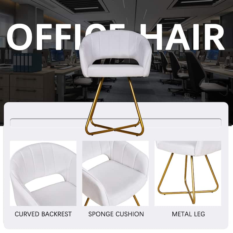 Velvet Modern Accent Chair Vanity Chair Set of 2, Comfy Makeup Chair with Back, Upholstered Dining Chairs Leisure Armchair