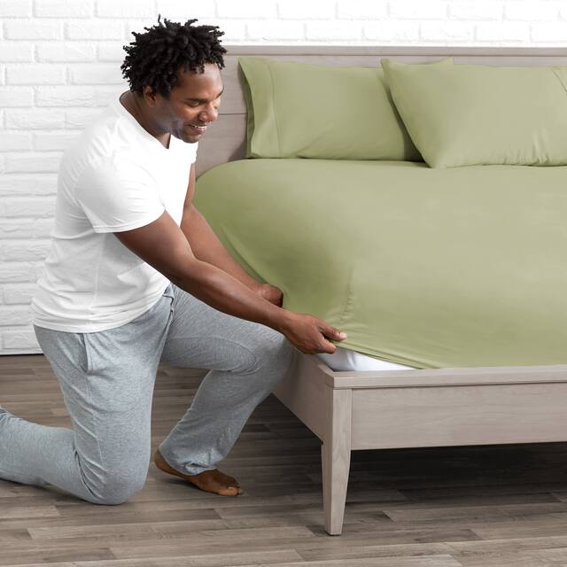 Bare Home 2-Pack Microfiber Fitted Bottom Sheets Deep Pocket