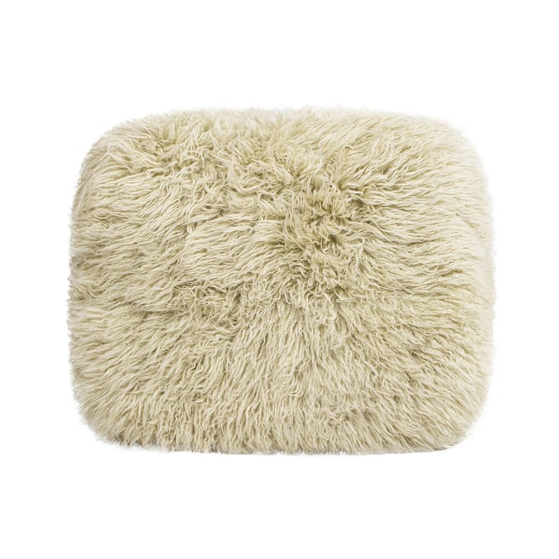 Enchante 24.5" Oak Wood Shearling Sheepskin Ottoman
